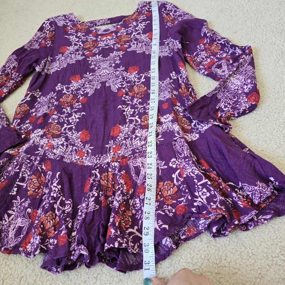 Free People Smooth Talker Plumberry Combo Printed Tunic Size Large - Picture 5 of 10